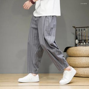 Pantalons pour hommes 2024 Tendance Rayé Casual Hommes Lâche Coton Style Chinois Large Jambe Harem Harajuku Pantalon