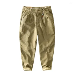 Pantalon masculin 2024 Hiver Facee Men Coton Solide Loose Loose Casual Safari Style Pocket Khaki Army Green Work E130