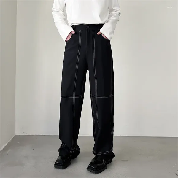 Pantalons pour hommes 2024Open Streetwear Fashion Line Hommes Loose Design Costume Casual Net Celebrity Japon Coréen Pantalon droit pour homme