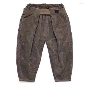 Pantalon pour hommes 20ss Kapital Hirata et Hiro Pantalon décontracté marron foncé Corduroy Ceinture élastique en vrac Travail effilé