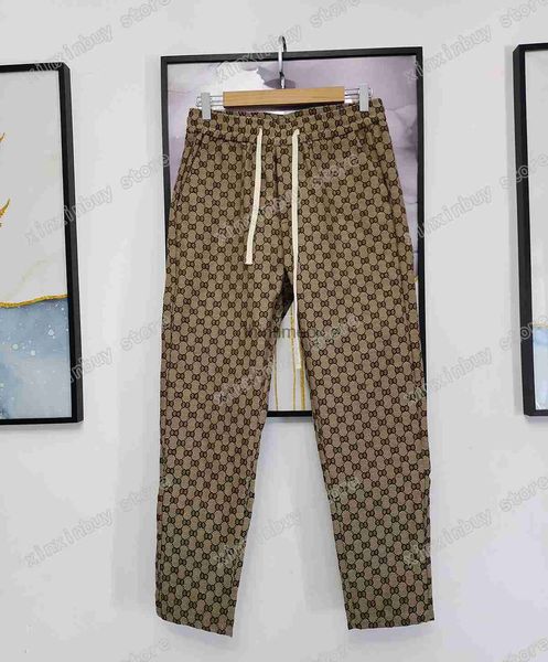 Pantalones para hombres 21SS Diseñador de mujeres Pantalones jacquard Primavera Verano Hombres Pantalón de mezclilla Pantalón de doble letra Pantalones de alta calidad amarillo caqui S-3XL 240308