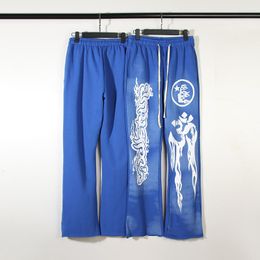 Pantalones para hombres 23SS Blue Hellstar Studios Yoga Men Mujeres Vintage Terry Terry pantalones Pantalones de chate
