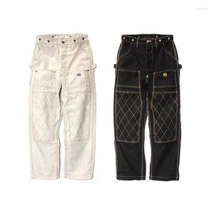 Pantalons pour hommes 23SS KAPITAL Style japonais mode rétro coton fil d'or grille travail décontracté hommes et femmes