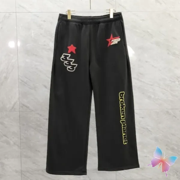 Pantalones para hombres 24SS planeta roto pantalones de chándal de la moda Hiphop Men Loose Women 333 Rojo Estrella espuma impresa LEA LEA LEG