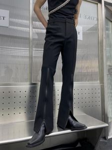 Pantalons pour hommes 27-46 2023 vêtements pour hommes Original lâche passerelle fermeture éclair fente conception noir Micro évasé grande taille Costumes