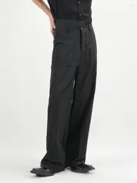 Pantalons pour hommes 27-46 2023 Hommes Vêtements Coiffeur Styliste Mode Niche Design Straight Mop Pantalon Casual Plus Taille Costumes