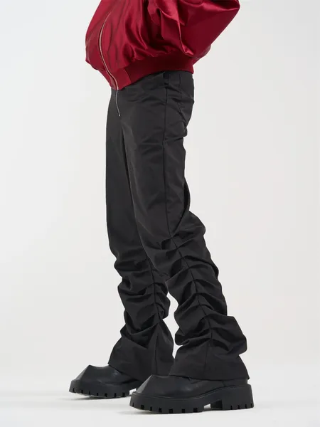 Pantalons pour hommes 27-46 2023 Hommes Femmes Vêtements Niche Design Zipper Plissé Empilé Micro Flare Pantalon Casual Lovers Plus Taille Costumes
