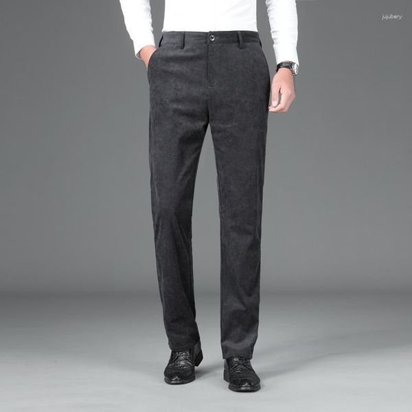 Pantalon homme 3 couleurs velours côtelé droit Style classique affaires pantalon décontracté homme automne hiver vêtements gris noir marine