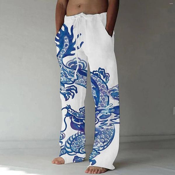 Pantalon pour hommes imprimé 3D avec cordon de serrage hippie sarouel baggy boho yoga pantalon décontracté à entrejambe tombant