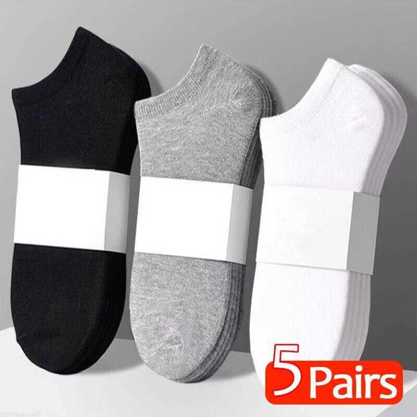 Pantalons pour hommes 5 paires de chaussettes de bateau hommes noir affaires uniforme couleur respirant confortable cheville de haute qualité