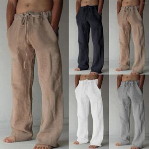 Pantalons pour hommes 54 # été mode grande taille femmes décontracté solide coton poches lâche cordon élastique taille longue jambe large pantalon