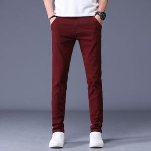 Pantalones de hombre 6color Hombres 98 Algodón Pantalones casuales de negocios Cintura elástica Pantalones ajustados Ropa de marca masculina Longitud total 221010