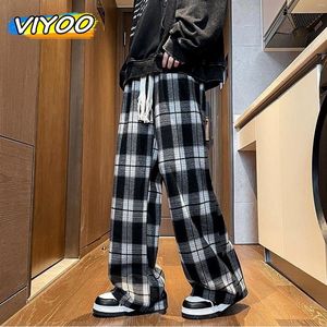 Pantalon masculin 6xl Vêtements d'été surdimensionnés à large jambe larges baggy décontractée y2k pantalon à plaid harajuku streetwear pantalon japonais