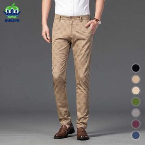 Pantalon masculin 7 Color Spring Summer Stretch Plaid Pantalon décontracté pour hommes Coton Luxury High Quality Mink Brand Straitement pantalon Y240514