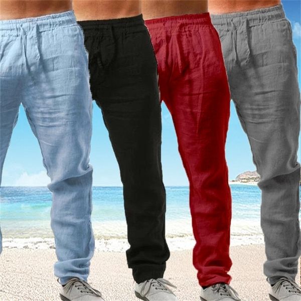 Pantalons pour hommes 8 couleurs quatre saisons tendance de la mode pantalons décontractés pour hommes en lin respirant et confortable taille extensible vêtements 220827