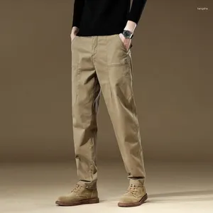 Pantalons pour hommes 97% coton cargo pantalon hommes extérieur coupe droite couleur unie travail pantalons de survêtement homme jogger salopette coréen décontracté mâle