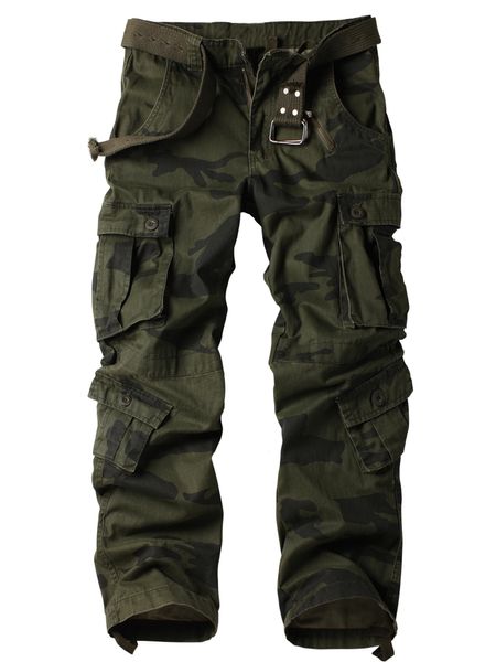 Pantalones de hombre AKARMY Casual Cargo Militar Ejército Camo Combate Trabajo con 8 bolsillos Sin cinturón 231031