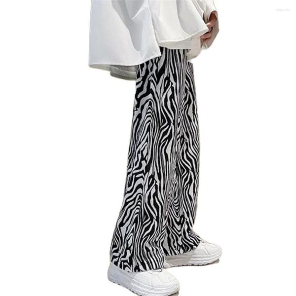 Pantalons pour hommes All-Match Summer Male Pantalons Hip Hop Casual Men Imprimé Zebra-Pattern Loose Wide-Leg Straight Fashion Streetwear