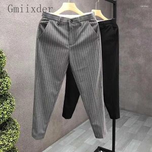 Pantalones para hombres American 2024 Verano Casual Hombres Versión coreana Slim Moda Personalizada Moda Versátil Rayas Nueve Puntos