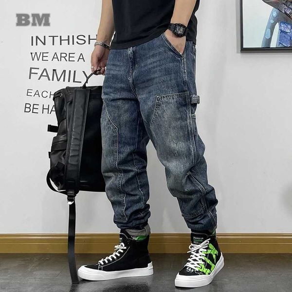 Pantalon masculin Fashion Hip-hop Marchandise Jeans Vêtements Street Skateboard Pantalon Harem Mens Japonais Harajuku Denim Pantalon décontracté Q240429