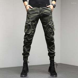 Pantalon homme marque de mode américaine rétro Camouflage militaire minceur Leggings printemps coupe ajustée multi-poches pur coton travail Casua