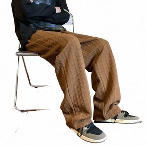 Herenbroek Amerikaanse Fi-stijl Gestreepte volledige lengte Rechte pijpen Casuan-broek in zomerbroek voor heren j7JI #