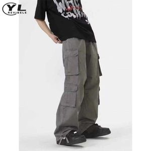 Pantalon masculin pantalon de cargaison multi-poche américaine masque japonais sac rétro pantalon droit de jogging décontracté pour hommes