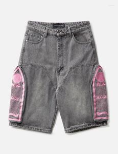 Pantalon pour hommes American Retro Angled Side Pocket Denim Shorts pour hommes Summer Y2K TRENDY Street Street Hip-Hop Basketball Femmes