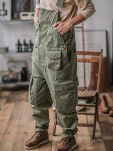 Herenbroeken Amerikaanse retro overalls ami khaki los gewassen jumpsuit -ophangers vier seizoenen casual katoen asymmetrische functionele 230516