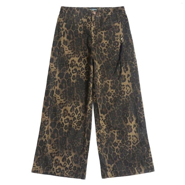 Pantalon masculin American Retro Style Casual Wilderness Street Leopard Print Loose Loose Jame Versatile Workwear Pantalons TRENDY POUR HOMMES