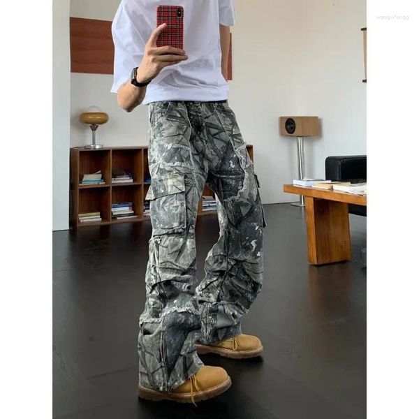 Pantalones masculinos reta retro jarra de camuflaje para hombres en la calle holla holfa hip hop pantalones hip hop pantalones de carga