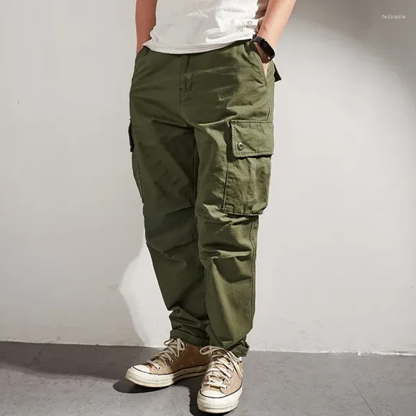 Pantalon pour hommes à l'américaine du vent fonctionnel Salopets Les hommes peuvent porter un pantalon multi-poche en quatre saisons plus la taille du coton pur en vrac debout