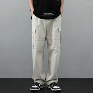 Pantalon homme Style américain poches multiples mode décontracté japonais rétro haute rue printemps été jambe large taille dessin ample