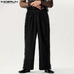 Pantalon masculin pantalon de style américain pantalons de conception d'épissage long streetwear décontracté pantalons s-5xl incerun 2024