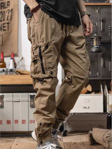 Pantalon pour hommes pantalons de travail de style américain masculin à jambe droite fonctionnelle urban extérieur sport tactique décontracté pantl2404