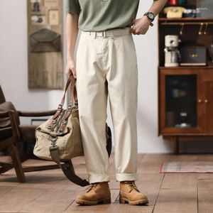 Herenbroek AMERIKAANSE VINTAGE CASUAL PANK MANNEN PURE Cotton Loose Straight Cargo Japanse Streetwear Amikaki Retro -broek voor man