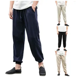 Pantalons pour hommes Vêtements Sports pour hommes Cravate Bande Lâche Droite Coton Été Casual Respirant