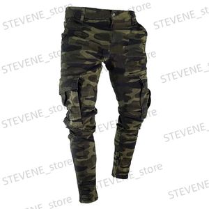 Herenbroeken Legerstijl Camouflage Print Slim Fit Broek Lente Mannen Casual Rechte Lange Broek Cargobroek Wandelen Jacht Combat Broek T240326