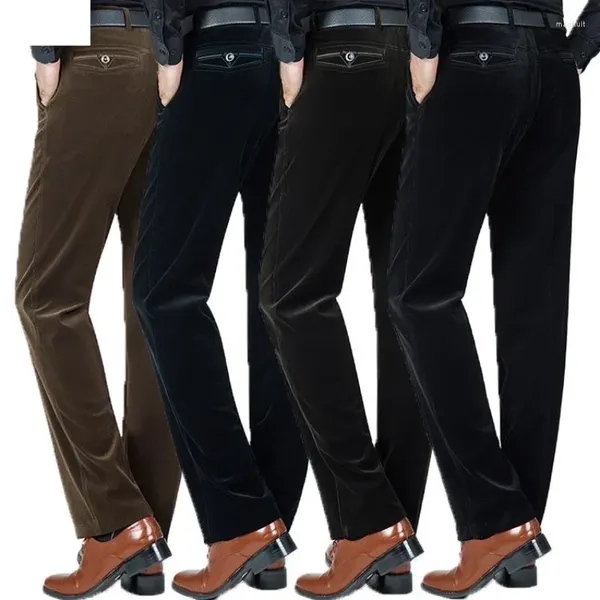 Pantalones para hombre llegada invierno pana elástica cintura alta viejo grueso largo suelto súper grande Casual pantalones de algodón tamaño 29-40 42