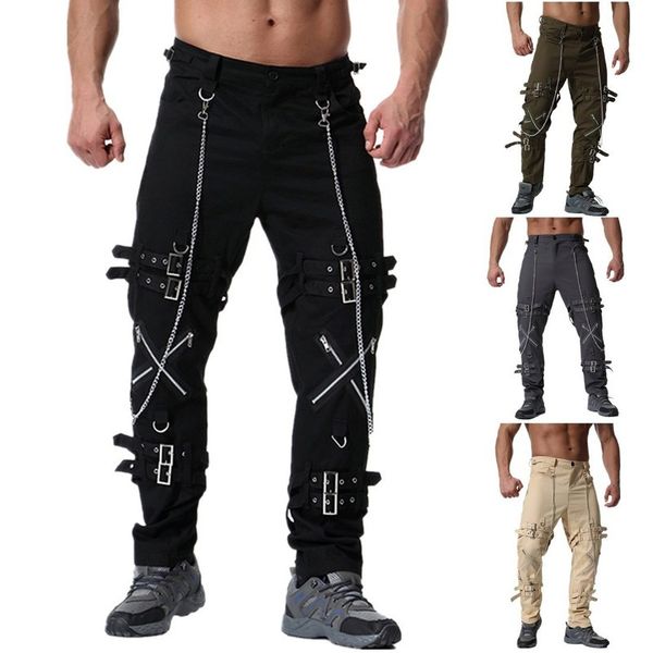 Pantalons pour hommes Arrivées Hommes Mode Hip Hop Joggers Punk Rock Cargo Zippers Streetwear Vinatge Pantalon Drop 230821