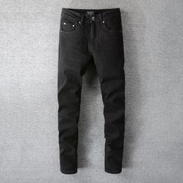 Pantalons pour hommes Arrivées Hommes Noir Distressed Slim Fit Regular Blank Streetwear Fashion Style Plain Super Skinny High Stretch Ripped Jeans 230414
