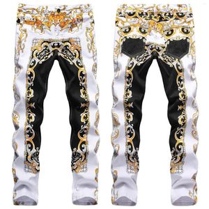 Pantalons pour hommes Arrivent Slim Stretch Blanc Haute Qualité Pleine Impression Street Fashion Light Luxe Élégant Sexy Casual Jeans;