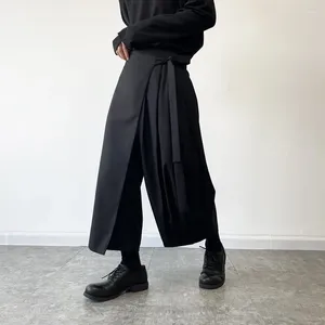 Herenbroek Asymmetrisch ontwerp Techwear Hip Hop Wijde Pijpen Culotte Japanse stijl Harajuku Straat Casual zwarte broek Broekrok voor heren
