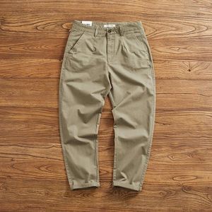 Pantalon masculin automne american rétro twill slim chino busniess simple 98% coton lavé pantalon effilé droit décontracté