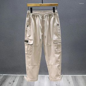 Pantalons pour hommes Automne et hiver Étiquette de mode Patchwork Vêtements de travail en peluche avec lâche polyvalent à volants beau décontracté