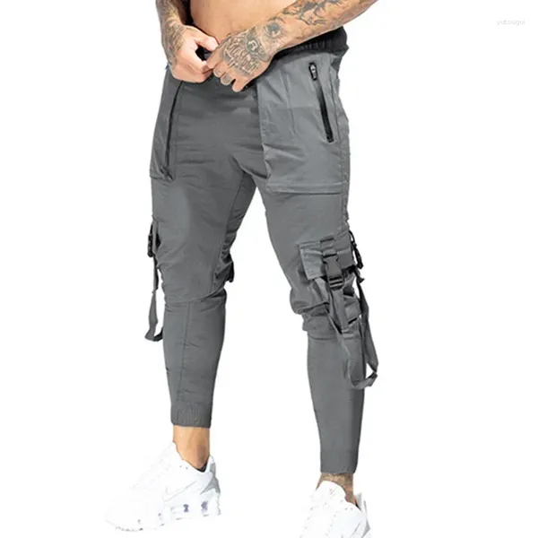 Pantalons pour hommes Automne Décontracté Lâche Sport Rue Grande Taille Haute Jambe Droite Bandage Salopette Pantalon Vêtements