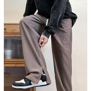 Pantalons pour hommes Automne Casual Hommes Baggy Mode Coréenne Pieds Fendus Jambe Large Harajuku Couleur Solide Rue Droite Oversize