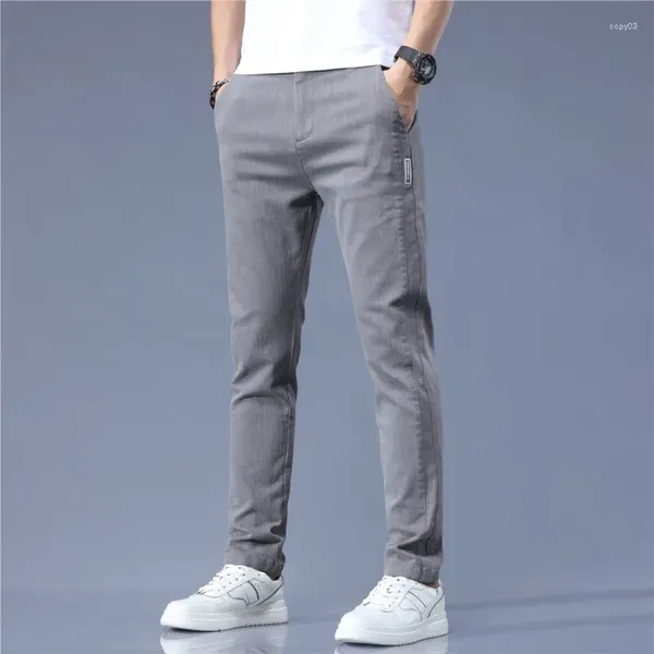 Pantalon pour hommes Automne Casual Hommes Épais Stretch Slim Fit Taille Élastique Coton Business Classique Pantalon Coréen Mâle Noir Gris 38 NS5834