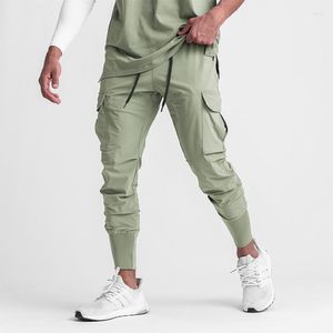 Pantalons pour hommes automne sport décontracté couleur unie poche salopette loisirs mâle vêtements pantalons