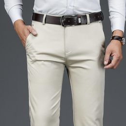 Pantalon homme automne Style classique Beige affaires droite décontracté Stretch coton taille haute solide marque pantalon kaki vert BlackMe